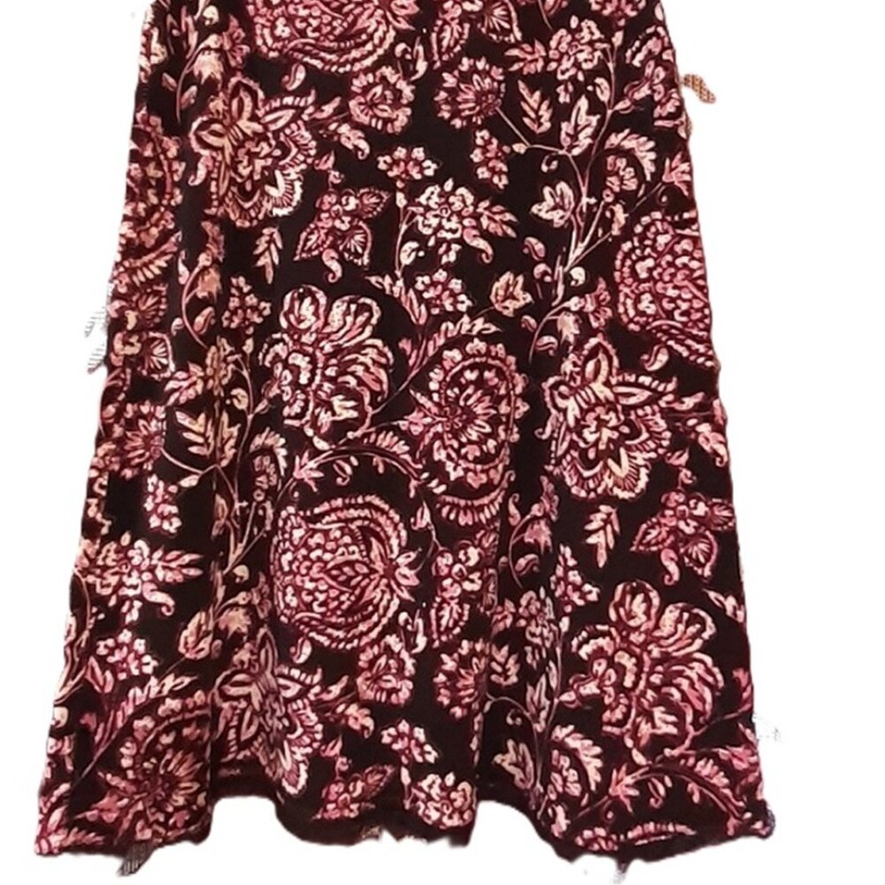Ideology pink flowers black floral stretchy midi skirt size M wrinkle free nwot